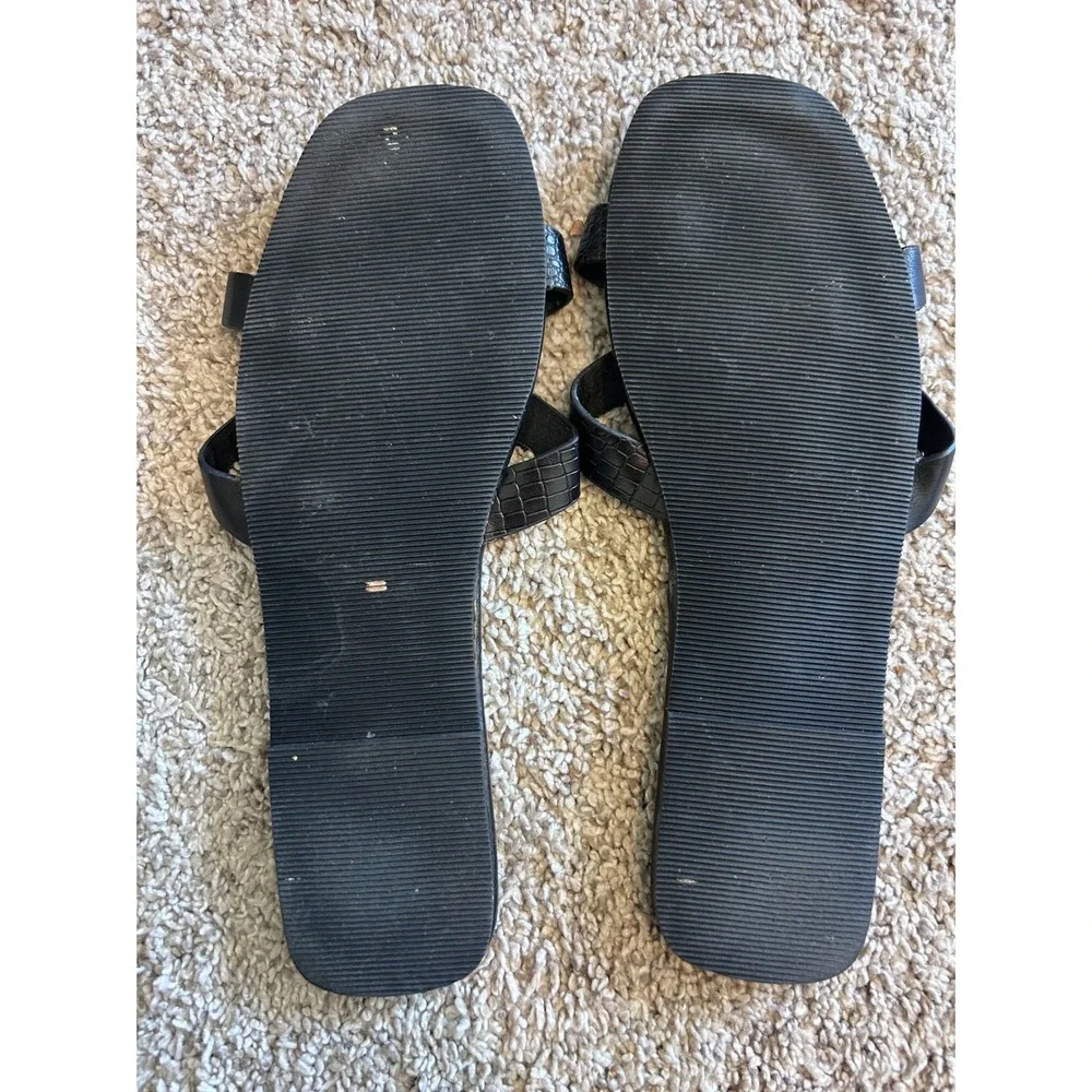 Loft Outlet Black Knotted Preppy Slide Croc Embossed Faux Leather‎ Sz 8/8.5